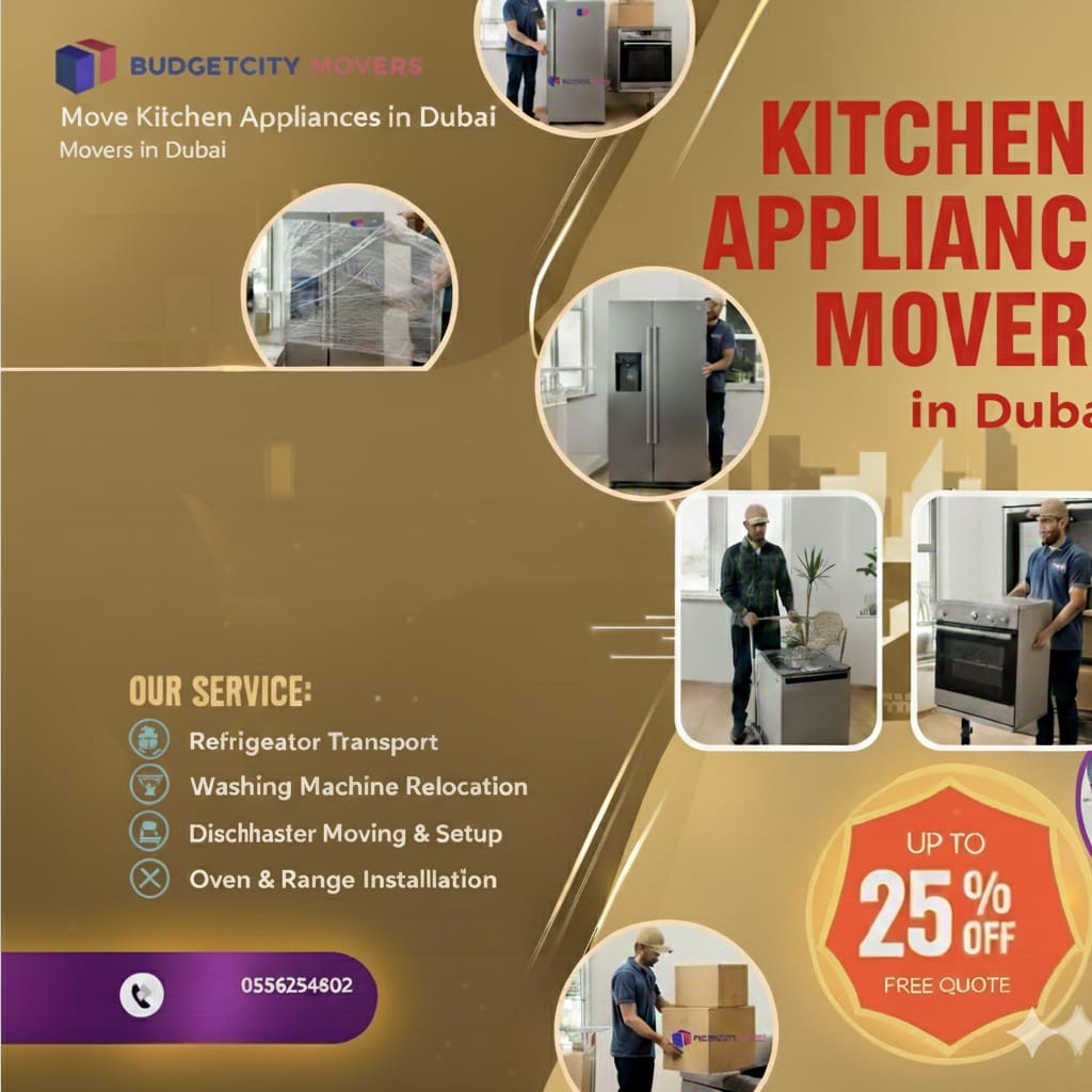 "Affordable movers in Dubai for kitchen appliance relocation"